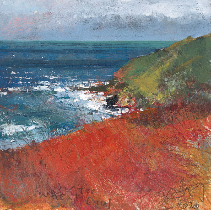 Kurt Jackson - Winter Wheal Caul. 2020. mixed media on museum board. 22 x 22cm.