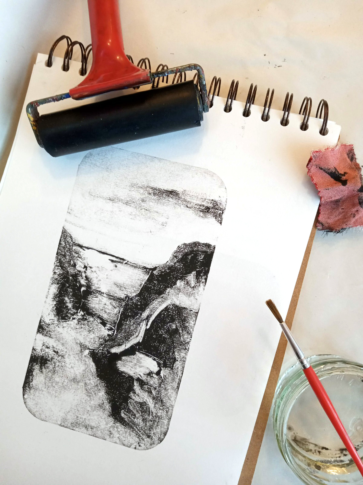 All Ages Art Morning - photo of monoprinting equipment